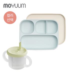 실리콘 초강력 4구 흡착식판+올실리콘 양손 유아컵 세트