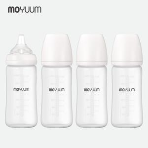 [두둥맘] 실리콘 코팅 유리 젖병 240ml 쿼드라팩  (2단계 젖꼭지 4개 포함)