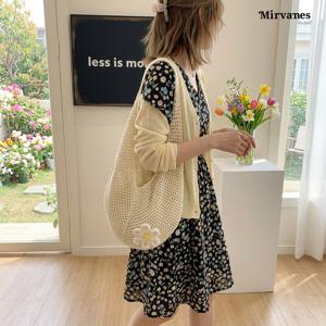 내추럴 라탄 니트 네트 숄더백 여성 여름 데일리 비치백 1728