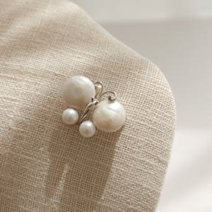 바이데이지 원형 담수진주 나비 브로치 Bb0388