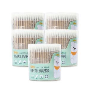 이지앤 원터치면봉 200P 원통 -5개 나무면봉 멸균 유아 고급면봉 원통면봉