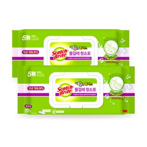 3M 더블액션 물걸레청소포 표준형 20매 x 2개 물티슈청소포