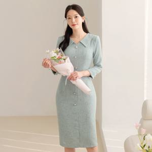 (~XXL까지) 메유 플랫카라 H라인 트위드 원피스 봄 가을 하객룩 오피스룩 모임룩 격식룩 빅사이즈