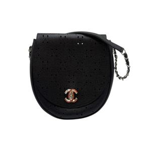 [중고명품]  캐비어 CC락 퍼포레이트 호보 블랙 여성 크로스백