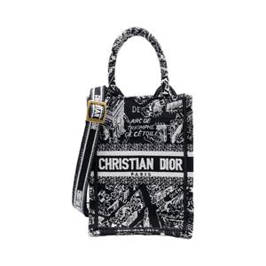 [중고명품] 크리스찬  블랙 플랑 드 파리 북 토트 폰 홀더 미니 크로스백