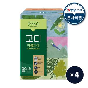 코디 아름드리 미용티슈 200매x6입 4팩