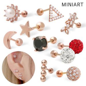 14K 로즈골드핀 이너컨츠 귓바퀴 연골 진주 피어싱 1+1