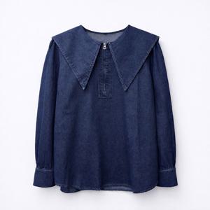 [브리치]  / 세일러 세라 반집업 데님 블라우스 루즈핏 청남방