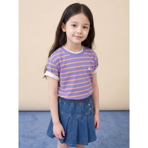 키즈 [택가 39,000] [Essential] 스트라이프 반소매 티셔츠 - 오크리드 (BI6242UE2V)