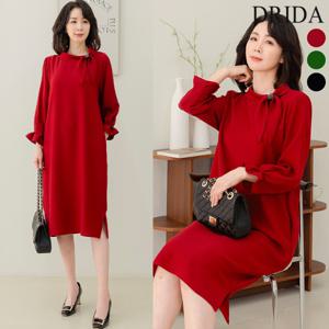 드리다 봄 가을 여자 정장 쉬폰 스카프 장식 빅사이즈 롱 원피스 40-50대 중년여성 엄마옷 미시 마담 하객