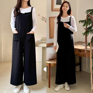 드리다 여성 봄 가을 빅사이즈 멜빵 와이드 통바지 점프수트 미시 캐주얼 등원 이지룩 홈웨어 엄마옷