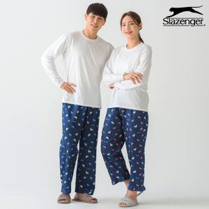 남성 여성 커플 체크 9부 긴바지 파자마 사슴