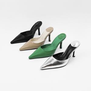 신난다슈 여성 뮬 슬리퍼 힐 8cm 여자 스틸레토 하이힐 구두 블로퍼힐 LO264932