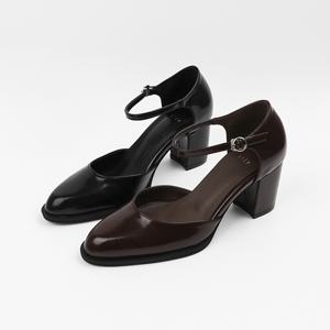 여성 구두 펌프스 힐 7cm 메리제인 슈즈 스트랩 발편한 통굽 ST261206