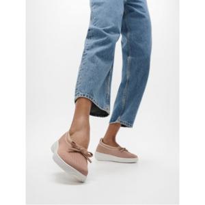 [삼성물산공식] 여성 슈퍼Q 보우 니트 발레 플랫  베이지 버프/로즈 골드 (FT61K2M037)