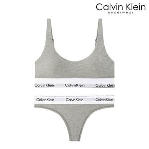CK 여성 아이콘 코튼 AF 브라렛+티팬티 세트 QF8503+QF8518 GREY