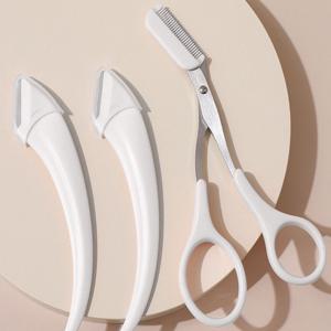 퓨어컷 눈썹정리세트 가위+눈썹칼2P 눈썹정리기 눈썹면도기 눈썹트리머 눈썹고데기