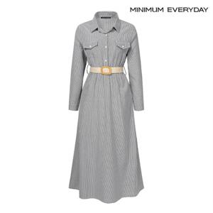 정상가:99,000원 ㅣ [미니멈 에브리데이]스트라이프 벨티드 셔츠 원피스 (EB1OW020D)