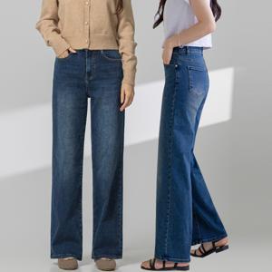 울트라 스판 와이드 허리 밴딩 데님 팬츠 빅사이즈 S~3XL 여성청바지