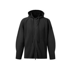 [무케] _공용 투웨이 플리츠 후드집업 아우터 블랙 4size 주름옷 프렌치룩