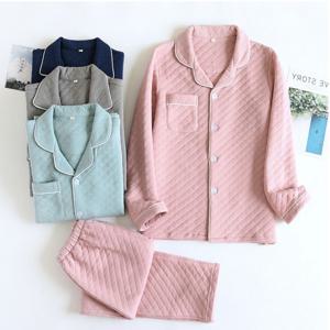 순면 누빔잠옷 여성 남자 커플 겨울 긴팔 수면 신혼부부 잠옷 세트 파자마 홈웨어