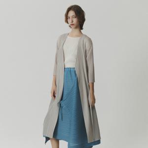 [무케] _여성 로브 타입 5부 소매 노카라 플리츠 롱 가디건 (베이지) 간절기 가디건 주름 가디건