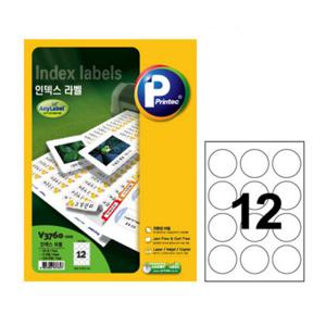 라벨지 파일 인덱스용 V3760 12칸 원형 100매 프린텍