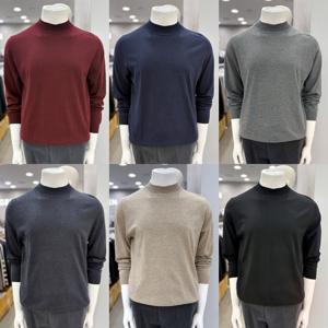 남성 얇고 부드러운 하프터틀넥 반목폴라 니트 스웨터 티셔츠 6컬러_JK