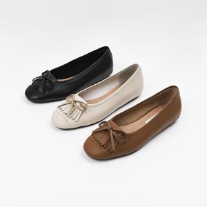여성 리본 플랫 슈즈 1cm발편한 여자 구두 로퍼 단화 소가죽GDR263110