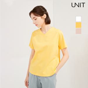 [본사직영]유닛 코튼100 우븐패치 브이넥 티셔츠 ZHOUF-2DVN40