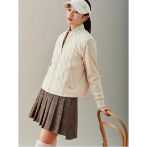 [24FW]여성 니트 소매 커브 퀼팅 패딩 아우터  아이보리