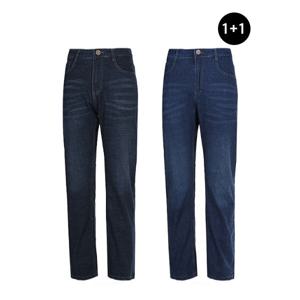 [1+1]신중년 밑위가 길어 편안한 사방스판 중년 아빠 여름 청바지 2종세트 무료배송
