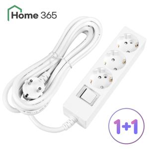 1+1 홈365 국산 과부하차단 멀티탭 3구 3M / 16A 접지 절전형 멀티콘센트
