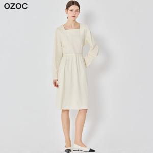 라인 스티치 벨티드 원피스