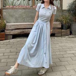 [브리치]  / 넬트리 폴로 칼라 허리 슬림 원피스