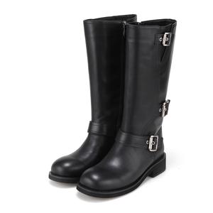 소가죽 밸크로 여성 하프부츠_BBI844BK