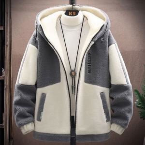 WI175J 남성 겨울 루즈핏 배색 양털 후드 집업 점퍼 후리스 자켓 WI175J