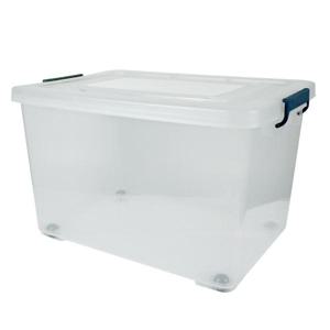 투명 리빙박스 특대형 120L 1P 손잡이블랙 595x435x515mm 스페이스에디터