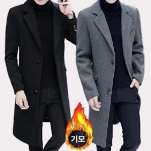 JUSTFEELING 5xl까지 가을 겨울 남자 패션 모직코트 슬림핏 롱 코트 정장 출근룩 보온 따뜻한 방한 자켓 데
