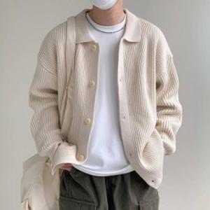 남성니트가디건 3컬러 세련 카라넥 골지 니트 가디건 사무실 출퇴근 정장