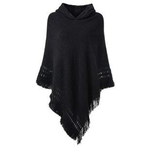 여성 니트 후드 가디건 망토 스타일 케이프 코트