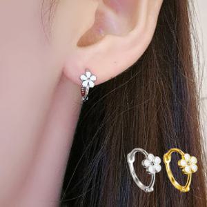 랑데시아 링귀걸이 실버 925 SILVER 은 골드 금 꽃플라워 원형 링 원터치