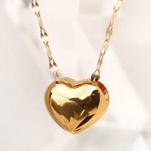 (봄맞이특가) 24K 순금 목걸이 데일리 심플 하트 통통 오스카 금 목걸이 여자친구 선물(14K/18K 체인)
