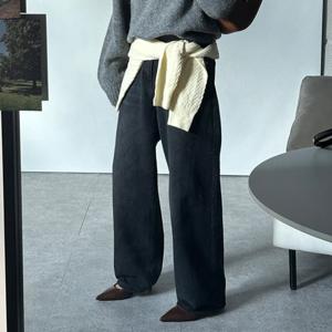 여성 흑청와이드데님 세미와이드 흑청바지 키작녀 하이웨스트 청바지 블랙진