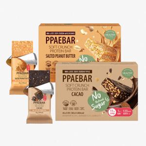 저당 단백질바 빼바 소프트 크런치 프로틴바 솔티드피넛버터/카카오 40g x 9EA 택1 1+1 교차 가능