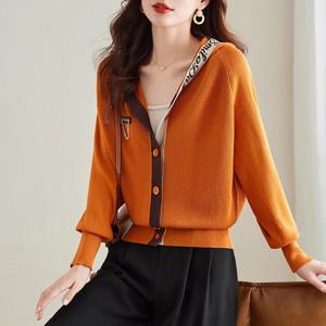 여자 간절기 후드 니트 가디건 퍼프소매 루즈핏 숏 니트