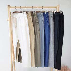 핏츠 남성 9부 스판 린넨 면 밴딩바지 슬랙스 팬츠