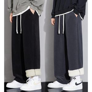 심플 베이직 양면 융털기모 안감 보온 와이드 트레이닝 팬츠 모던 트렌디 방한 방풍 바지 (2장이상추가할인)