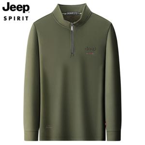 JEEP SPIRIT 아웃도어 남성 반지퍼 스탠드 칼라 보온 플리스 맨투맨