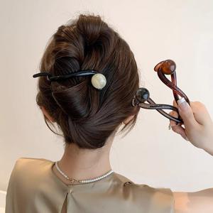 마블장식 트위스트 올림머리 고급 집게핀 클립 헤어핀